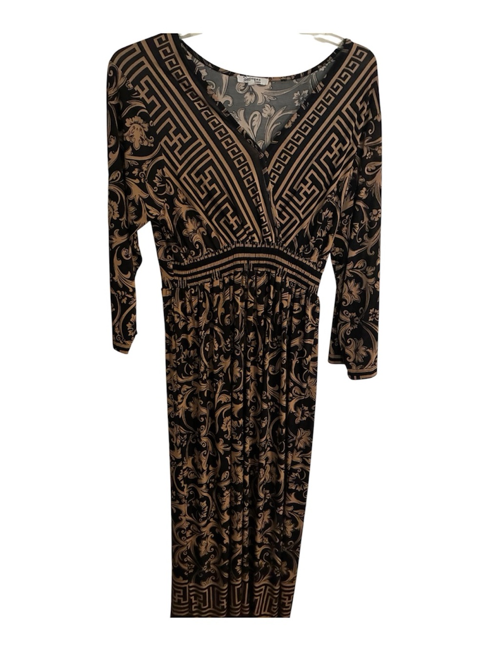 Sapogee 1x maxi dress long sleeves black/tan